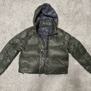 Eddie Bauer Green Cropped Women's Puffer Jacket